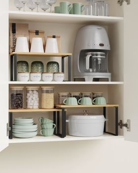 Especiero apilable para cocina con 3 estantes de color negro y beige