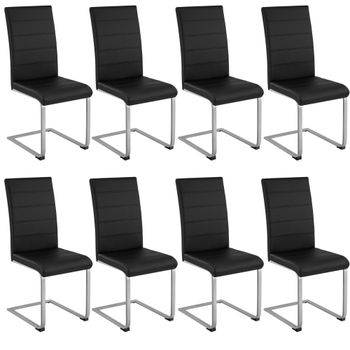 8 sillas de comedor ergonómicas y altas, forma de c, símil cuero negro