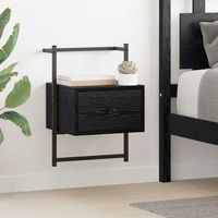 mesita de noche 2 uds - mueble para dormitorio - madera y metal - roble negro 35x30x51cm