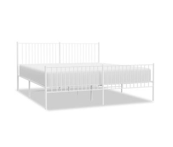 Estructura cama metal con cabecero y pie cama blanco 193x203 cm con cabecero y pie de cama