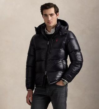 Polo Ralph Lauren para hombre. 710968281001 Chaqueta Gorham brillante de plumón marino oscuro (S), Casual, Sostenible, Nylon reciclado