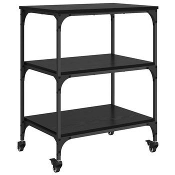 Carro De Cocina Roble Negro 60 X 41 X 76 Cm Vidaxl