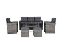 set de muebles de jardin 6 pzas y cojines ratan sintetico gris