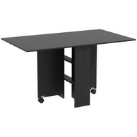homcom mesa plegable salvaespacio de 2 alas abatibles para 6 personas con estantes y ruedas negro   aosom espana