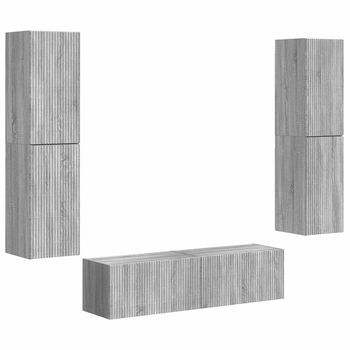 Conjunto De Mueble De Tv 6 Uds. Gris Sonoma Vidaxl