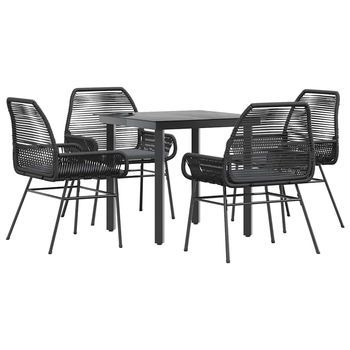 Juego De Comedor Jardín 5 Uds Cojines Ratán Sintético Negro Cfw233476