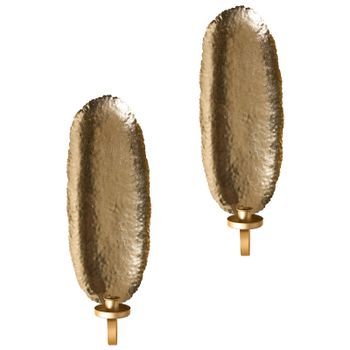 Conjunto De 2 Candeleros De Pared Decoración Minimalista Dorado Feijo