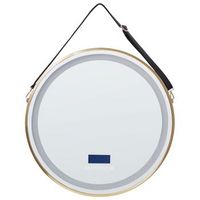 espejo de bano led moderno redondo con altavoz bluetooth 60 x 60 cm dorado darois