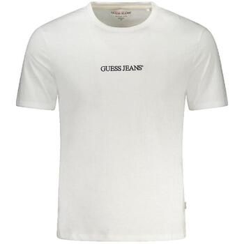Guess Camiseta T-shirt Slim Logo Brodé blanc para hombre