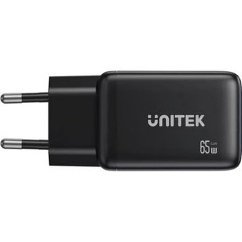 Cargador USB Unitek P1130ABK01-EU 65W GaN 3 Puertos USB-A y USB-C