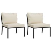 sillas de jardin 2 uds acero con cojines color arena 60x74x79cm vidaxl