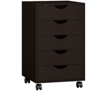 Homcom cajonera escritorio con ruedas, cajonera oficina con 5 cajones, archivador móvil, para estudio, salón, 40x40x67 cm, marrón