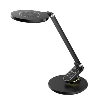Flexo LED FABRILAMP HAMLET para estudio y trabajo, 10W, 800 lúmenes, 3 temperaturas de luz, regulador de intensidad, reloj LCD y aviso de descanso