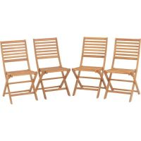 set 4 sillas jardin plegables madera acacia fsc acabado natural