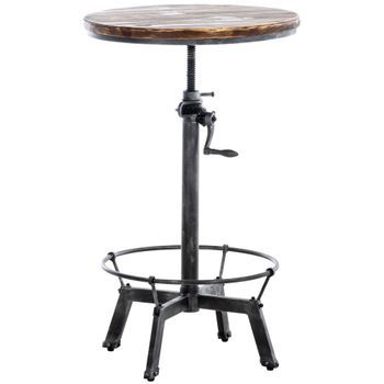 Mesa Malita En Estilo Industrial Madera Plateado Antiguo 59x59x84 Cm Clp