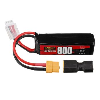 Batería LiPo ZOP Power 3S 11.4V 800mAh 60C 8.88Wh con enchufe XT60 para drones de carreras RC FPV, aviones y helicóptero