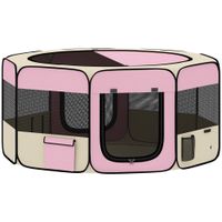 pawhut parque plegable para perros y gatos corralito portatil para animales pequenos impermeable de tela oxford o90x41 cm rosa