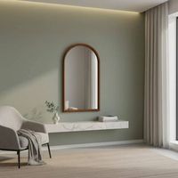 espejo arco de madera de pino decorativo de pared nogal