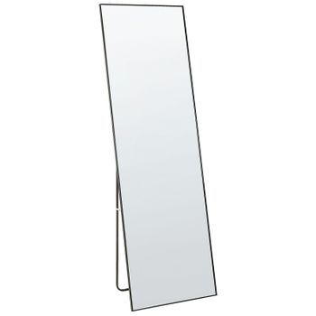 Espejo De Pie 50 X 156 Cm Marco Rectangular De Cuerpo Entero Con Soporte Negro Beauvais