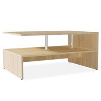 mesa de centro con estante diseno moderno y contemporaneo 90 x 59 x 42 cm madera de ingenieria color roble y acero dec038228