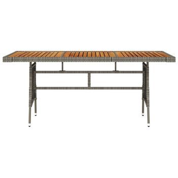 Mesa De Jardín | Mesa De Exterior Ratán Pe Y Acacia Maciza Gris 160x70x72 Cm