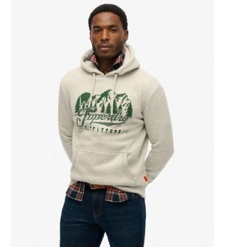 Superdry para hombre. M2014357A Sudadera con capucha Outfitters gris (M), Casual, Algodón