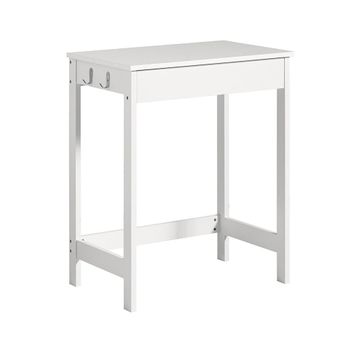 Mesa escritorio con 1 cajón y 2 percheros mdf blanco