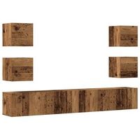 muebles de tv de pared 6 uds madera vieja madera de ingenieria vidaxl
