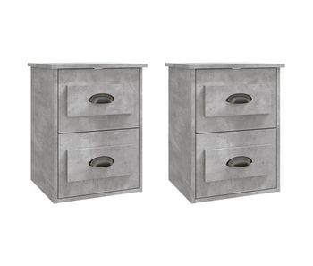 Vidaxl mesita de noche de pared 2 uds gris hormigón 41,5x36x53 cm