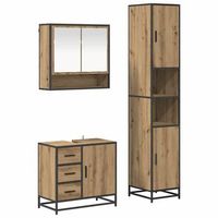 juego de muebles de bano 3 uds roble artisan vidaxl