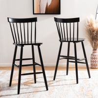 set de 2 taburetes de bar en madera de caucho negro