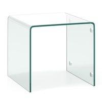 costway mesa auxiliar en forma de c mesa movil para sofa de vidrio templado con estante de 2 niveles 4 ruedas giratorias bloqueables transparente