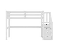 cama alta 90x200 cm - cama infantil con cajones de almacenamiento y escritorio bajo la cama - blanco