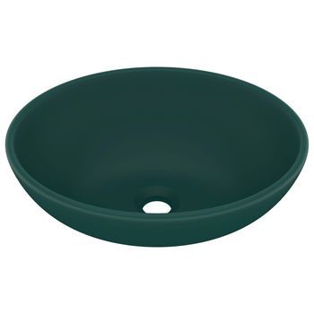 Lavabo De Baño Moderno | Lavabo De Lujo Ovalado Cerámica Verde Oscuro Mate 40x33 Cm