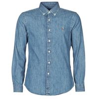 polo ralph lauren camisa manga larga camisa de corte recto en denim para hombre
