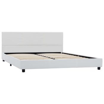 Cama Matrimonial | Cama Doble | Estructura De Cama Sin Colchón Cuero Sintético Blanco 160x200cm Cfw75952