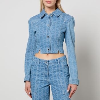 Stine Goya Sammie Cropped Logo Denim Jacket - XS