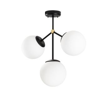 Lámpara De Techo Damar-6336 Blanco Negro Metal Vidrio 43x15x43 Cm
