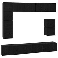 conjunto de mueble de tv 8 uds  mueble de salon  gabinete de tv roble negro madera contrachapada