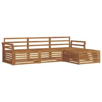 Conjunto De Sofás De Exterior | Mobiliario De Jardín Natural 254 X 162,5 X 73 Cm