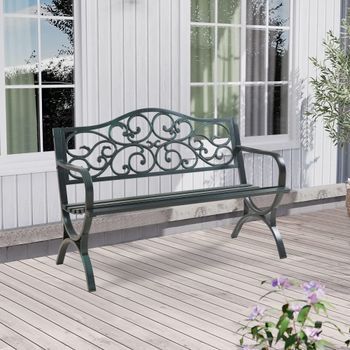 Banco De Jardín Exterior Utav 3 Plazas Acero 127x53x79cm - Gris Oscuro [casa.pro]