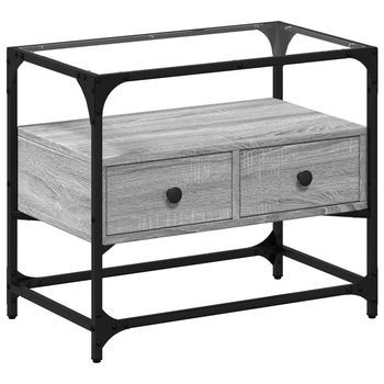 Mueble Tv Cristal Y Madera Ingeniería Gris Sonoma 60x35x51 Cm Vidaxl