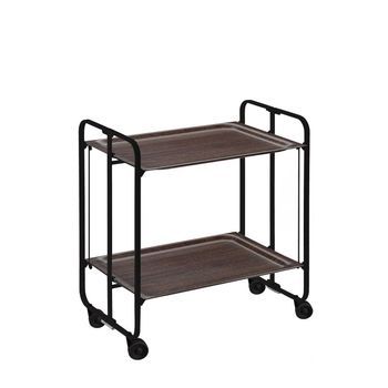 Carrito Auxiliar Con Ruedas Bahuaus Armazón Negro 2 Bandejas Color Wengue