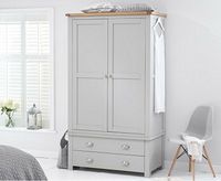 ex-display somerset oak and grey two door two drawer wardrobe