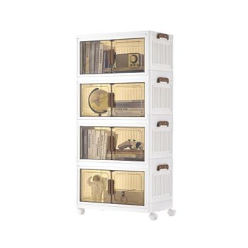 Cajas de almacenamiento apilables con ruedas y tapa, Blanco / 180 L