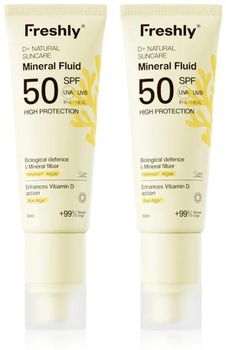Freshly Cosmetics D+ Natural Suncare Mineral Fluid SPF50 2x50 ml