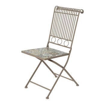 Silla Metálica/mosaico Color: Marron 45x38x90cm Modelo Bistro Para Exterior