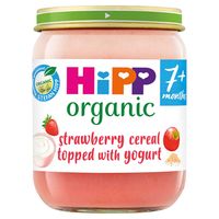 hipp organic strawberry cereal topped with yogurt jar 7 months
