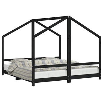 Estructura De Cama De Niños Madera De Pino Negro 2x(90x190) Cm Vidaxl