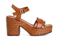 sandalias gilda de piel con cuna tejida tan